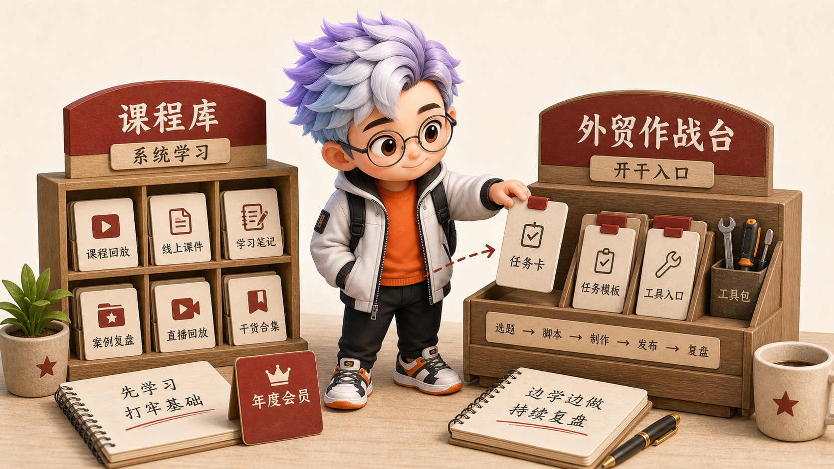 课程库负责学习，作战台负责开干